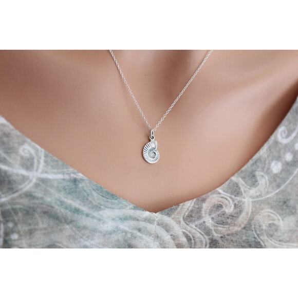 Sterling Silver Nautilus Shell Charm Necklace - Picture 5 of 7